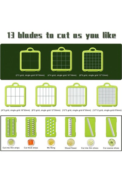 Generic Vegetable Chopper, Upgraded 22 in 1 Mandoline Vegetable Slicer Dicer with 13 Stainless Steel Blades, Adjustable Slicer, Vegetable Cutter with Drain Rack Storage Container, Kitchen Gadget