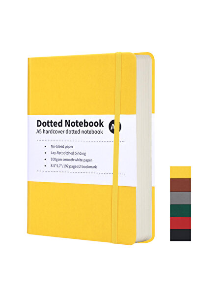 Choice A5 YELLOW A5 Notebook 192 Pages Classic Journal Dotted Paper Hard Cove...