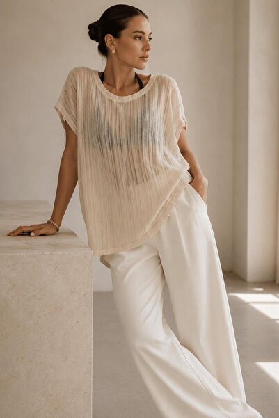 ALEXANDERGARDI Open Knit Asymmetrical Flowy Blouse