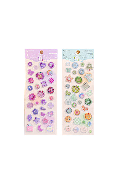 Choice S29066-34 Mr.Paper 2 Packs Epoxy Resin Stickers Cute Cartoon Button Sh...
