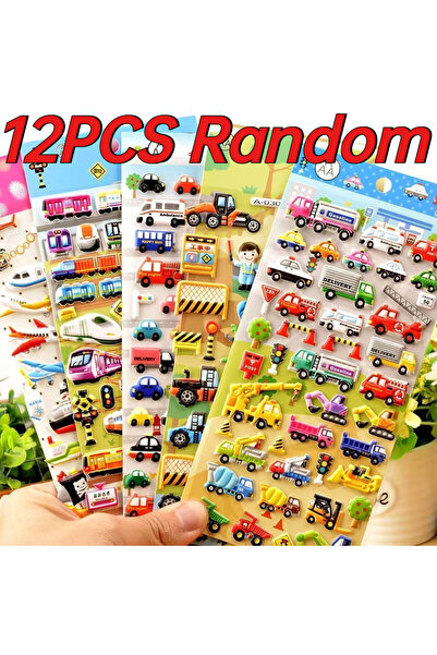 Choice 12PCS Random Children Cartoon Vehicle Stickers Engineering Car Traffic...