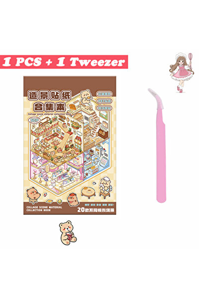 Choice Brown 20Pcs 20in1 3D Cartoon Sticker Book | DIY Scenes Creative Gift f...