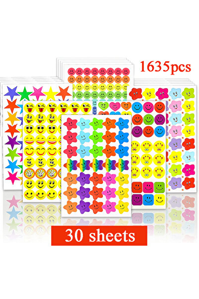 Choice8 30 sheets 327-2250pcs Cute Notebook Laptop Decals Star Number Letter ...