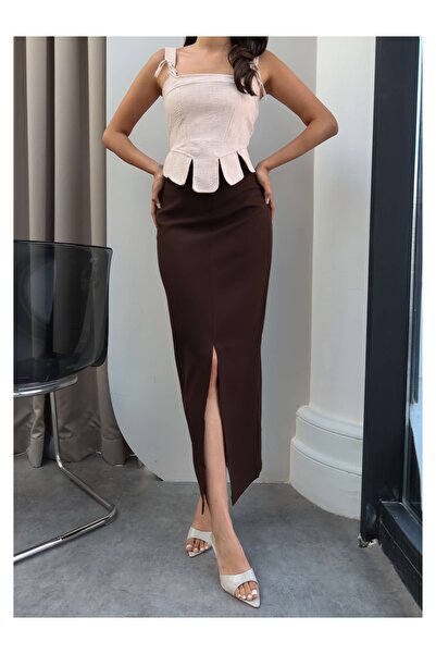 ESRAHELVACI Long Fabric Skirt with Front Slit