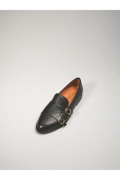 Rachel Genuine Leather Double Buckle Loafer Women's Shoes