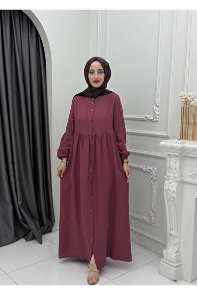 Generic Brand Ahu Women's Rose Color Dress Stylish Hijab Casual Dress
