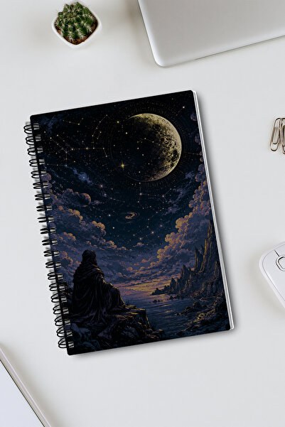 giftkonsept A5 50 Sheets 100 Pages Spiral Bound Unlined Notebook with Sky, Mo...