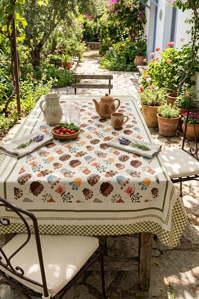 Çt Çeyizci Tekstil مفرش طاولة مطبوع رقميًا مقاس 160 × 220 سم، مقاوم للبقع، مف...