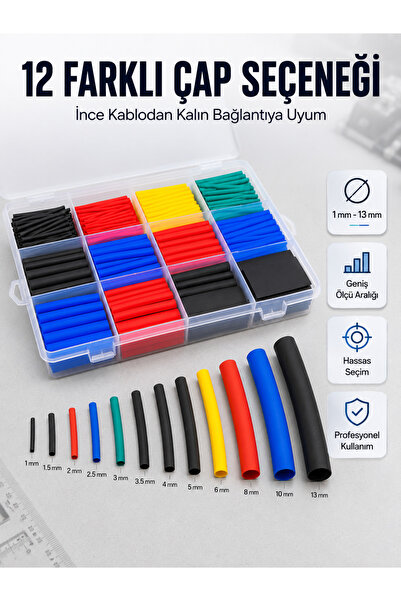 UCUZTEKNO Professional Heat Shrink Tubing Box 560 Pieces Colorful Cable Prote...