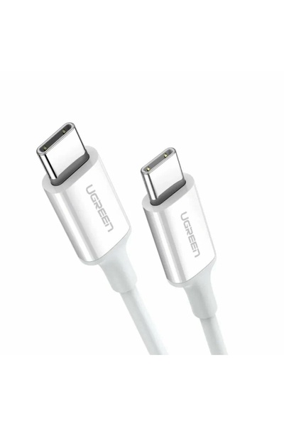 Ugreen Кабел за данни US264 (60520) - USB-C към Type-C PD60W, 3A, 2м - Бял, с...