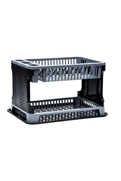 OEM Suport de vase pentru bucătărie, 2 niveluri, din plastic, Negru-Gri, 42x2...