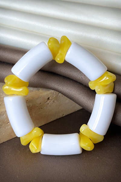 Handmade Dore Collection Women's Cylinder Beaded Flexible Elastic Natural Sto...