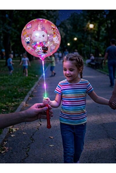 CEDAN Işıklı 3 fonksiyonlu Kuromi Figürlü Balon İçinde Balon – Şeffaf LED Işı...