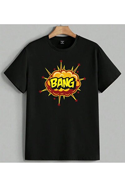 ELFERA Bang Patlamasi Comic Art Printed Unisex Oversize T-Shirt Black