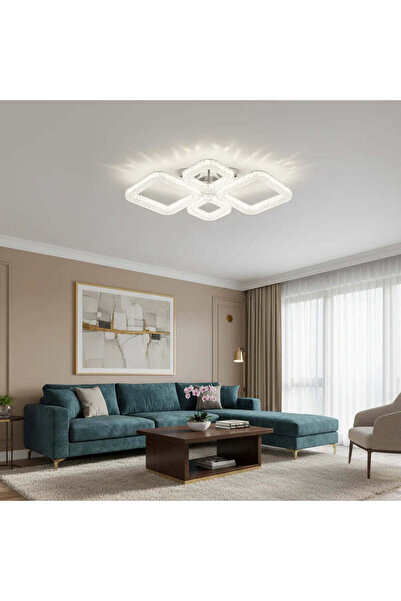 OEM Πολυέλαιος LED MOND Eleganza με τηλεχειριστήριο και γυαλί, 72W, 4 πάνελ, ...