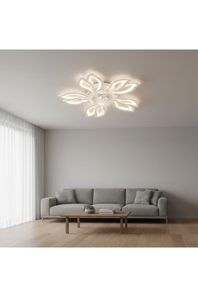 DIGITAL Merchandise Lustra LED Ventilator ANEMO cu Telecomanda, 30W, D61cm, Lumina Rece/Neutra/Calda, Alb