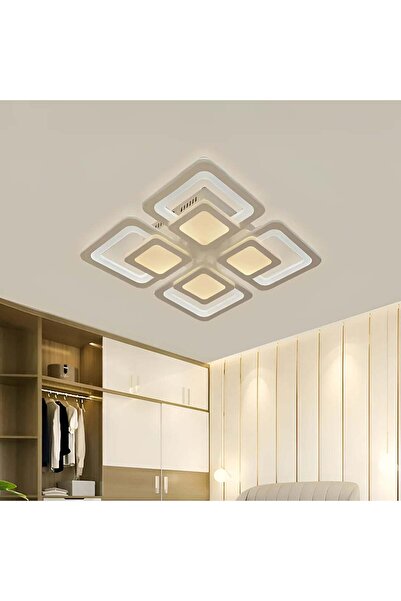 OEM Lustra LED cu telecomanda SUSAN, 77W, 4 Patrate, lumina Rece/Calda/Neutra...