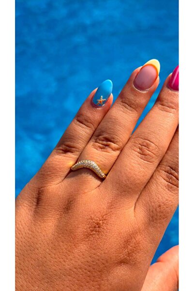 Cadera Jewelry خاتم قابل للتعديل بتصميم هلال مرصع بحجر اللونا