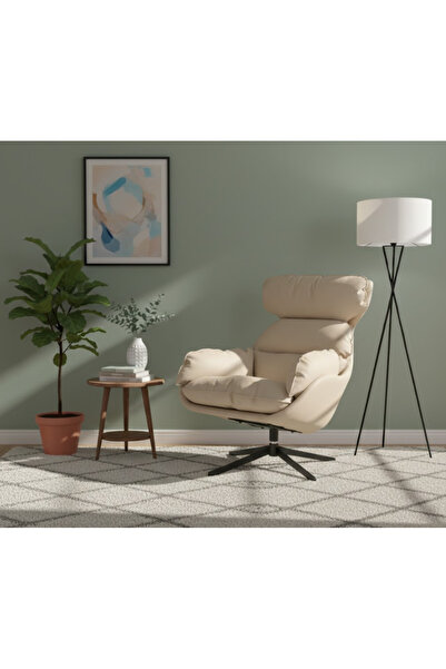 Palma homez Beige Swivel Lounge Chair - Comfortable Upholstered Design for Be...