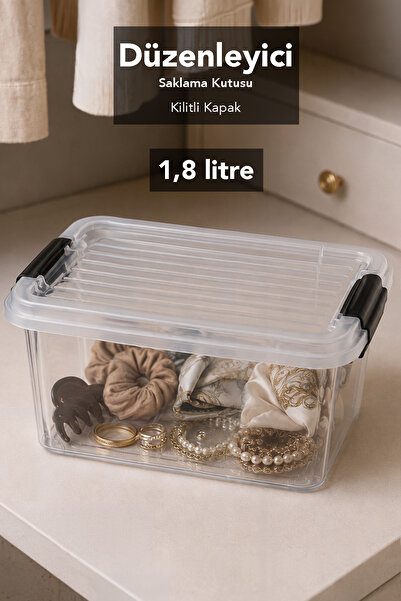 Meleni Home 1.8Lt Elora Organizer Kutu - Çok Amaçlı Kilitli Kapak Takı Düzenl...