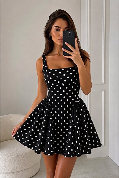 prettybrand Γυναικείο φόρεμα babydoll με πουά