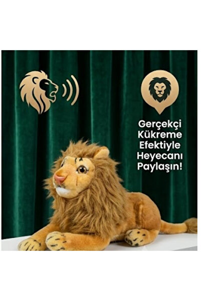 LRS STORE 30 cm Sesli Peluş Aslan Oyuncak - Göbeğine Basınca Kükreyen, Yumuşa...