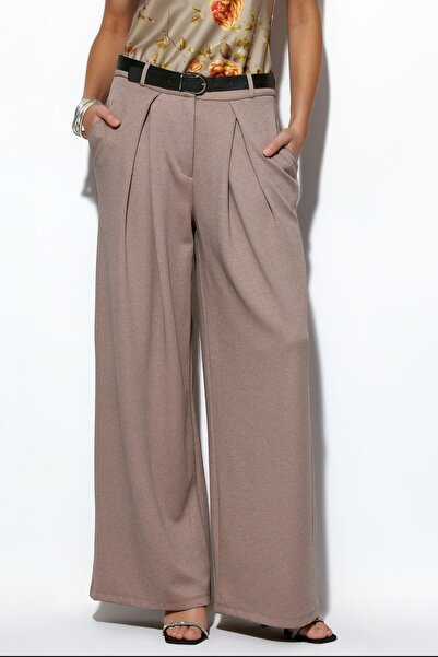 Hiccup Busem High Waist Belted Wide Leg Crepe Trousers