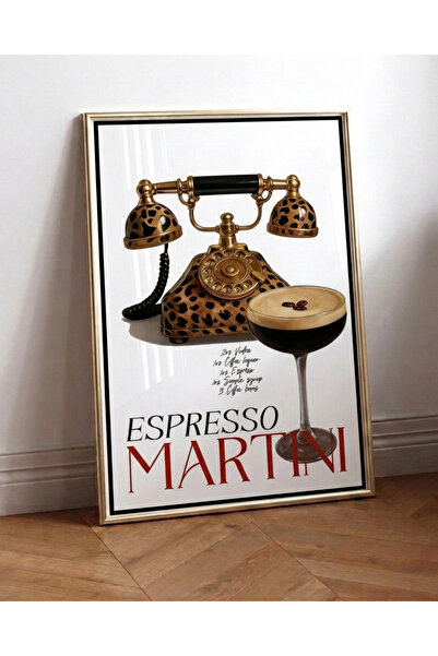 Espresso Martini Leoparlı Poster (Çerçevesiz) Duvar Dekor