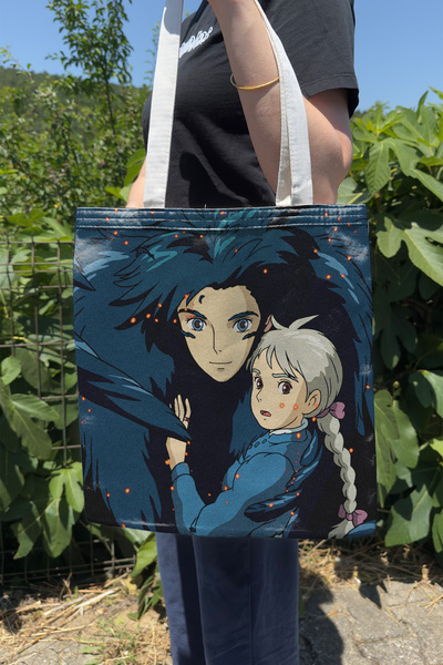 ZipZap Howl's Moving Castle V5 Summer Winter Double-Sided Canvas Print Tote B...