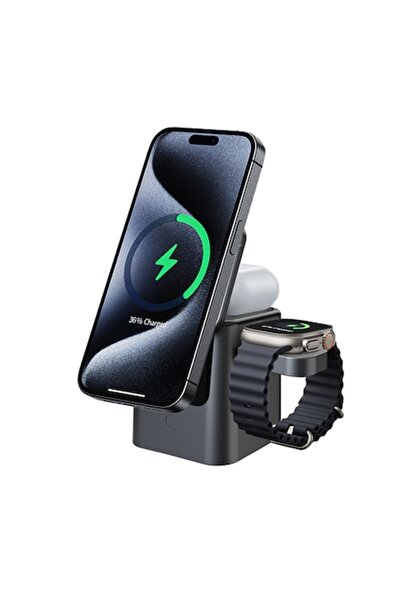 AcronicPro Stație de încărcare wireless 3-în-1, AcronicPro, Magnetică, Pliabi...