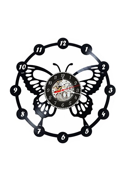OEM Ceas de perete decorativ din disc de vinil, Model Fluture Elegant, Ramă e...