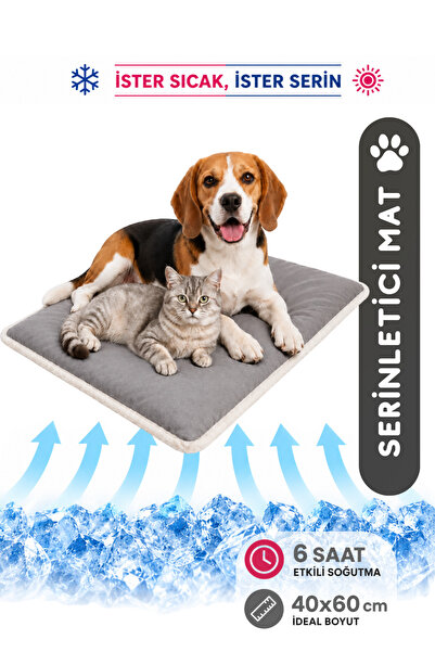 Serinletici Mat 40x60 cm, 4 Mevsim Kedi ve Köpek Matı | Sıcak & Soğuk Kullanılabilen Jel Dolgulu Minder Yatak