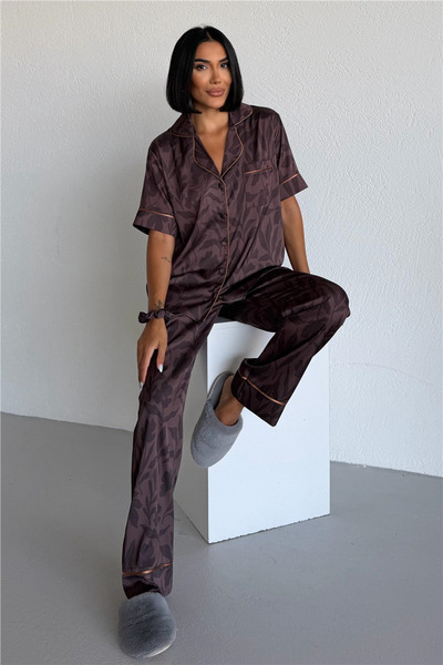 COCCOLARSI Colori Del Mondo Saten Kısa Kol Pantolon Pijama Takımı CDM1505