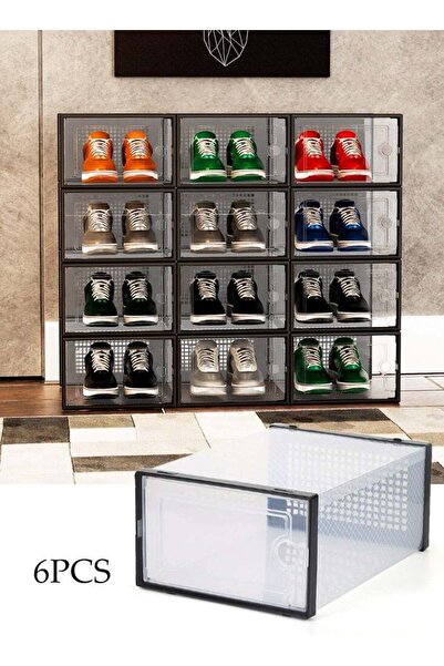 DUNISO 6 Pieces of Shoe Storage Boxes, stackable shoe display box, multifunct...