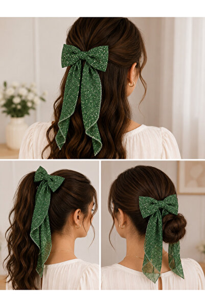Bymiel Long Tail Bow Hair Clip – Chiffon Fabric Tie-Back Hair Clip