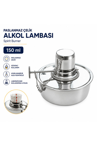 Labolist Alkol Lambası 150 ml - Paslanmaz Çelik - Spirit Burner