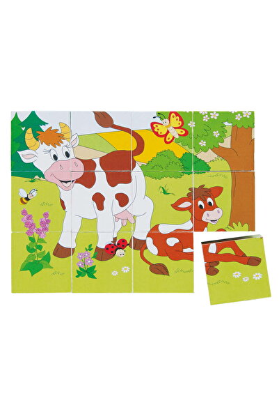 Woodyland Puzzle din lemn cuburi - Ferma 3 x 4