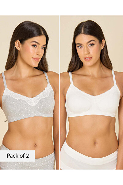 REDTAG Women Grey Bonded Non-Wired Padded Bras (Pack Of 2)