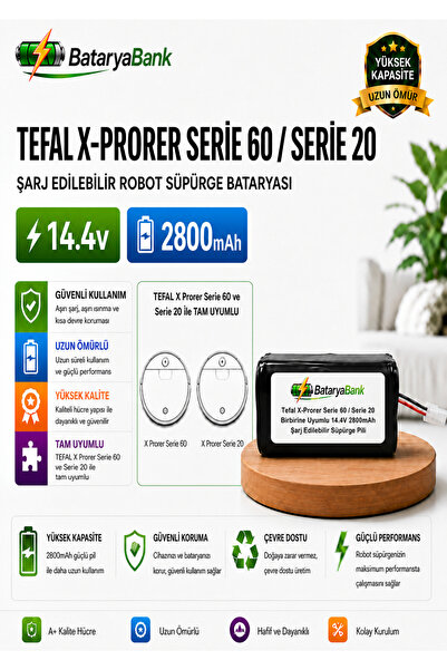 BataryaBank Tefal X-Plorer Serie 60 / Serie 20 Uyumlu Robot Süpürge Bataryası...