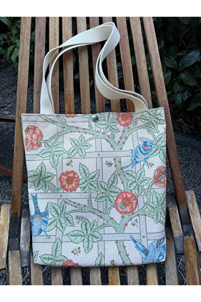 pamukcanta William Morris Kanvas Bez Çanta Yıkanabilir Metal Çıtçıtlı 35x38cm...
