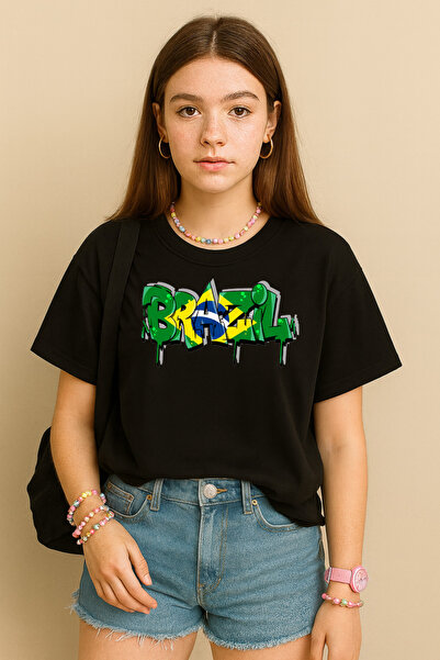 BLITZIST Brazil - Brazil Patterned Design Printed T-Shirt (Ages 4-13)