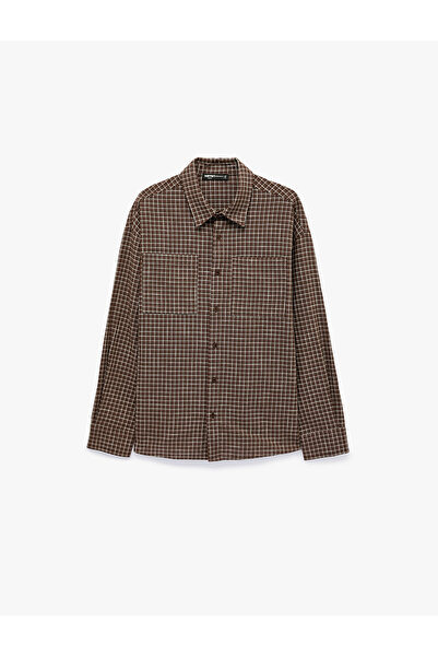 Koton Classic Collar Cotton Long Sleeve Checkered Shirt