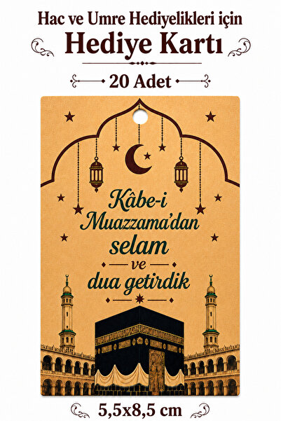 Dekals 20 Adet Hac ve Umre Hediyelikleri için Delikli Karton Hediye Kartı 5,5...