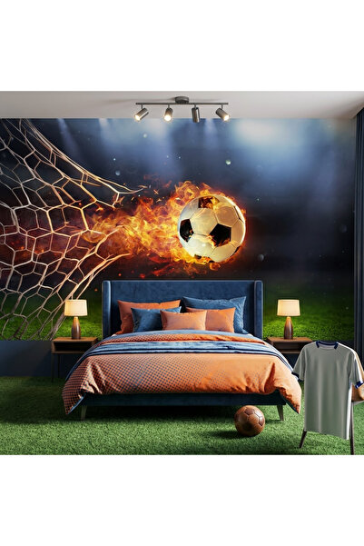 DecorDrive Işıklandırılmış Stadyum ve Futbol Topu Temalı Duvar Kağıdı