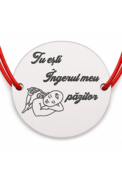 Simoshop Brățară argint 925 Tu ești Îngerul meu păzitor, șnur reglabil