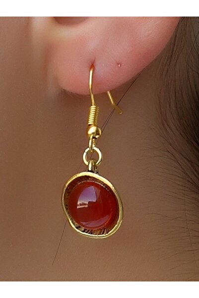 Esha Store Natural Stone Agate Natural Stone Round Women's Earrings Euku23A
