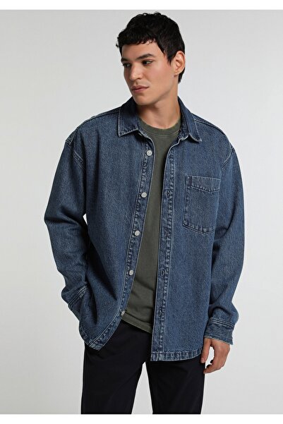 Colin's Oversize Fit Men's Mid Indigo Denim Shacket