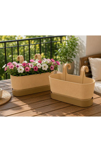 Poliwork Uzun Askılı Saksı 5.8 Litre Plastik Balkon ve Bahçe Çiçek Saksısı