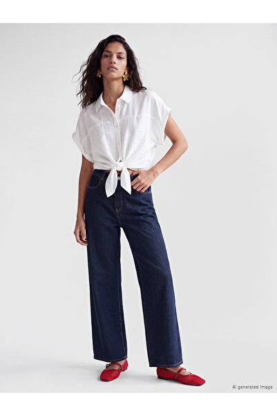 LC Waikiki بنطال جينز نسائي من Indigo Wideleg
