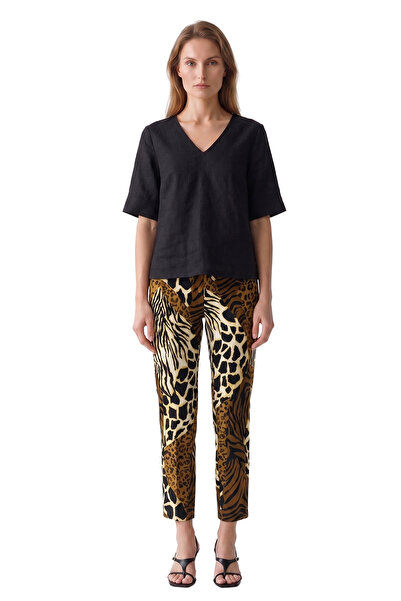 Roman Leopar Desenli Pantolon Kahve MDK16099_005